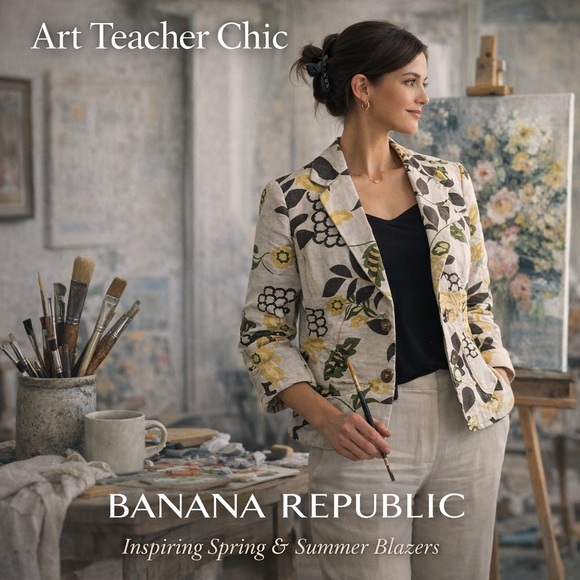Banana Republic Jackets & Blazers - Art Teacher Chic | Banana Republic Floral Print Blazer Jacket | Summer Layer